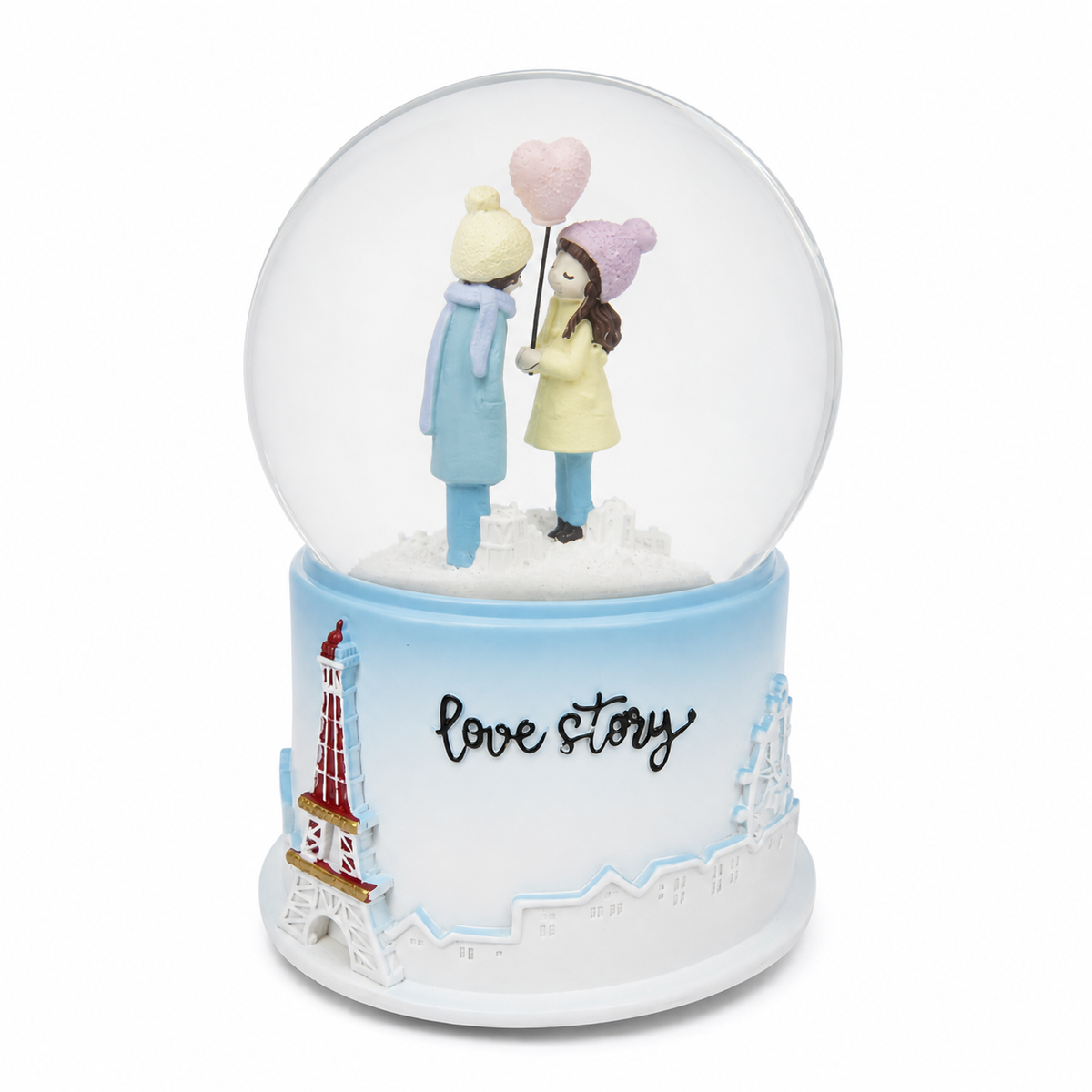 Love Story Snow Globe product dimensions – 12cm diameter, 17cm height