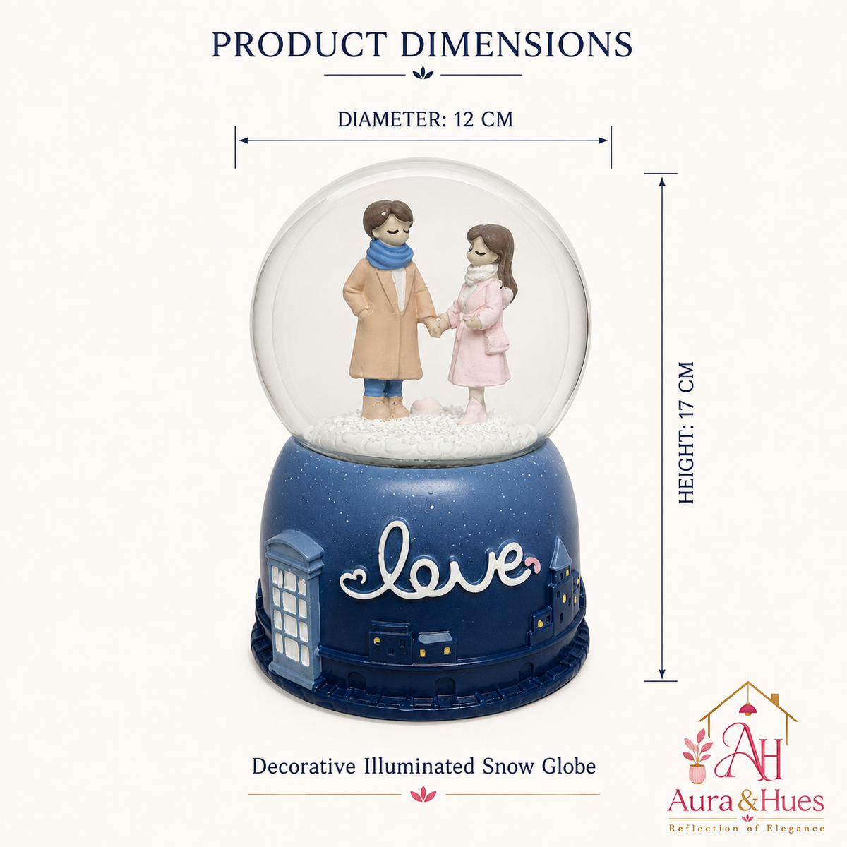 Couple Snow Globe product dimensions 12cm x 17cm