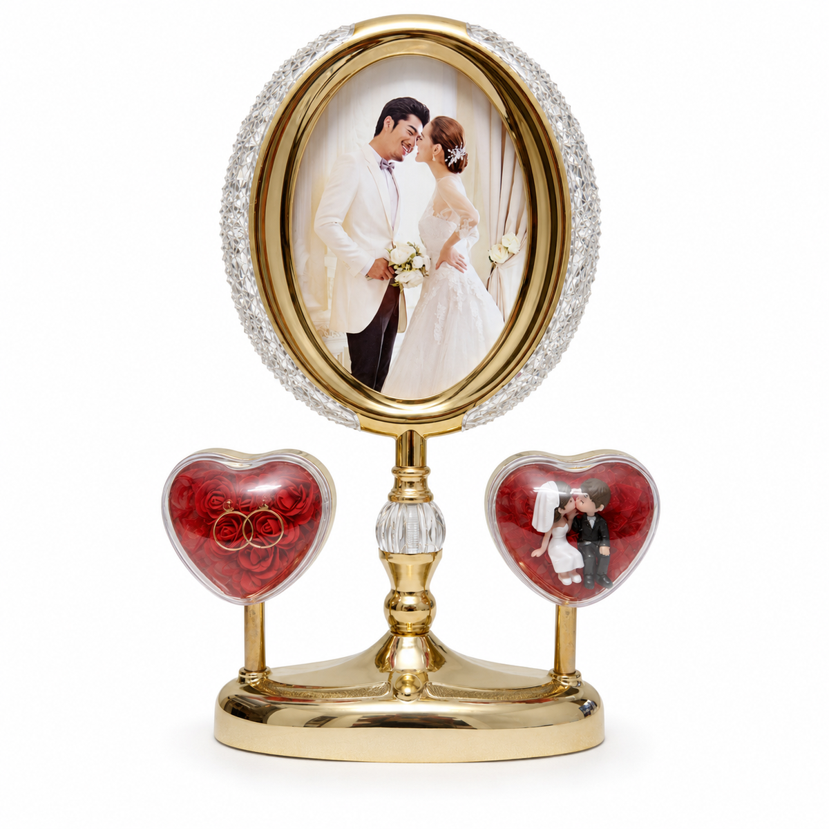 Aura & Hues LED crystal photo frame with wedding couple photo – product on white background