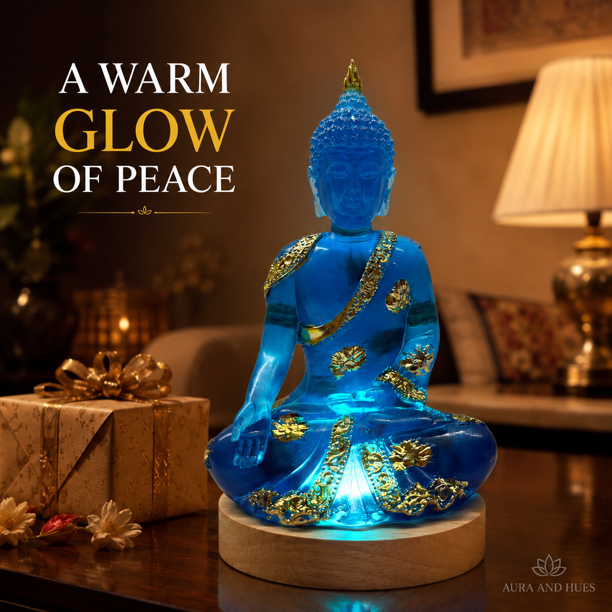 Perfectly proportioned Azure Buddha statue dimensions: 11×10×19 cm