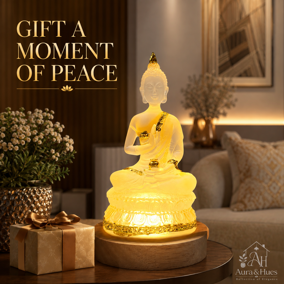 LED Buddha statue as gift - gift a moment of peace