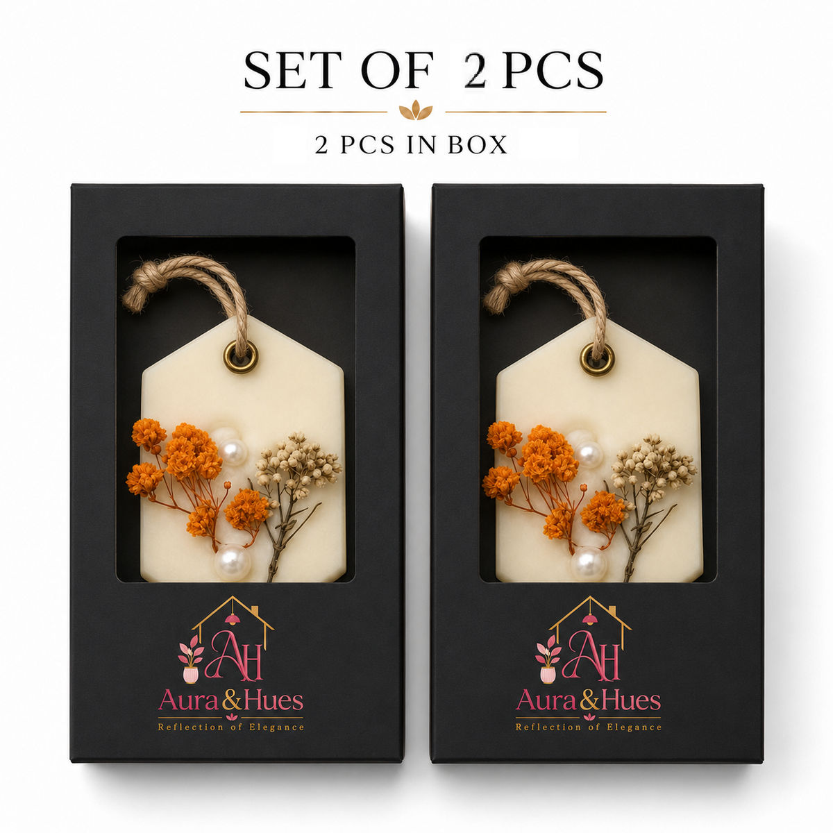 Aura & Hues (set of 2) Botanical Wax Sachets with Dried Floral Decorations,(Random shape and designs)