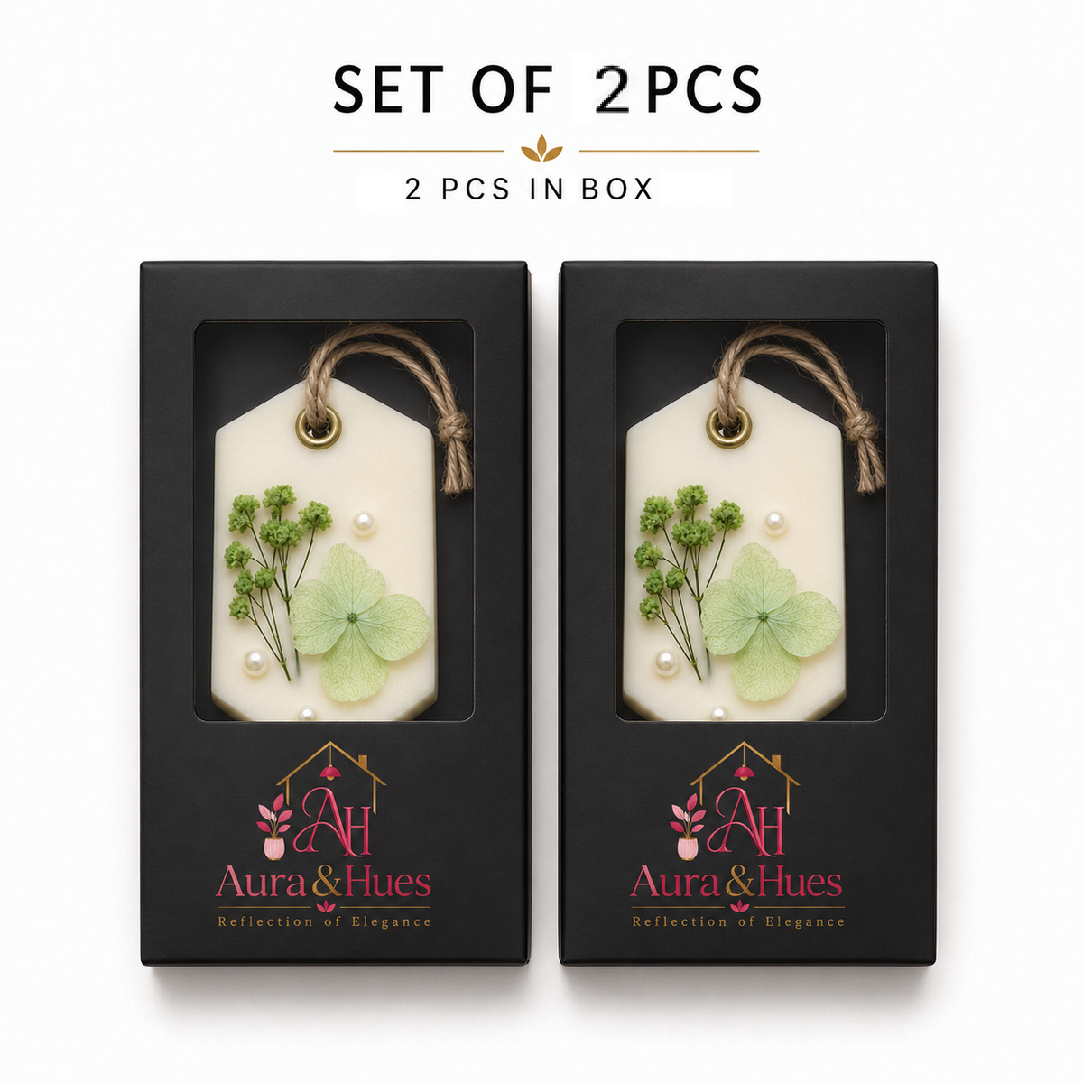 Aura & Hues (set of 2) Botanical Wax Sachets with Dried Floral Decorations,(Random shape and designs)