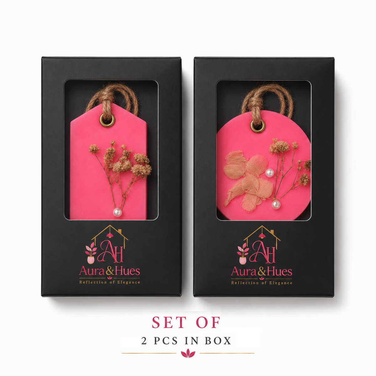 Aura & Hues (set of 2) Botanical Wax Sachets with Dried Floral Decorations,(Random shape and designs)