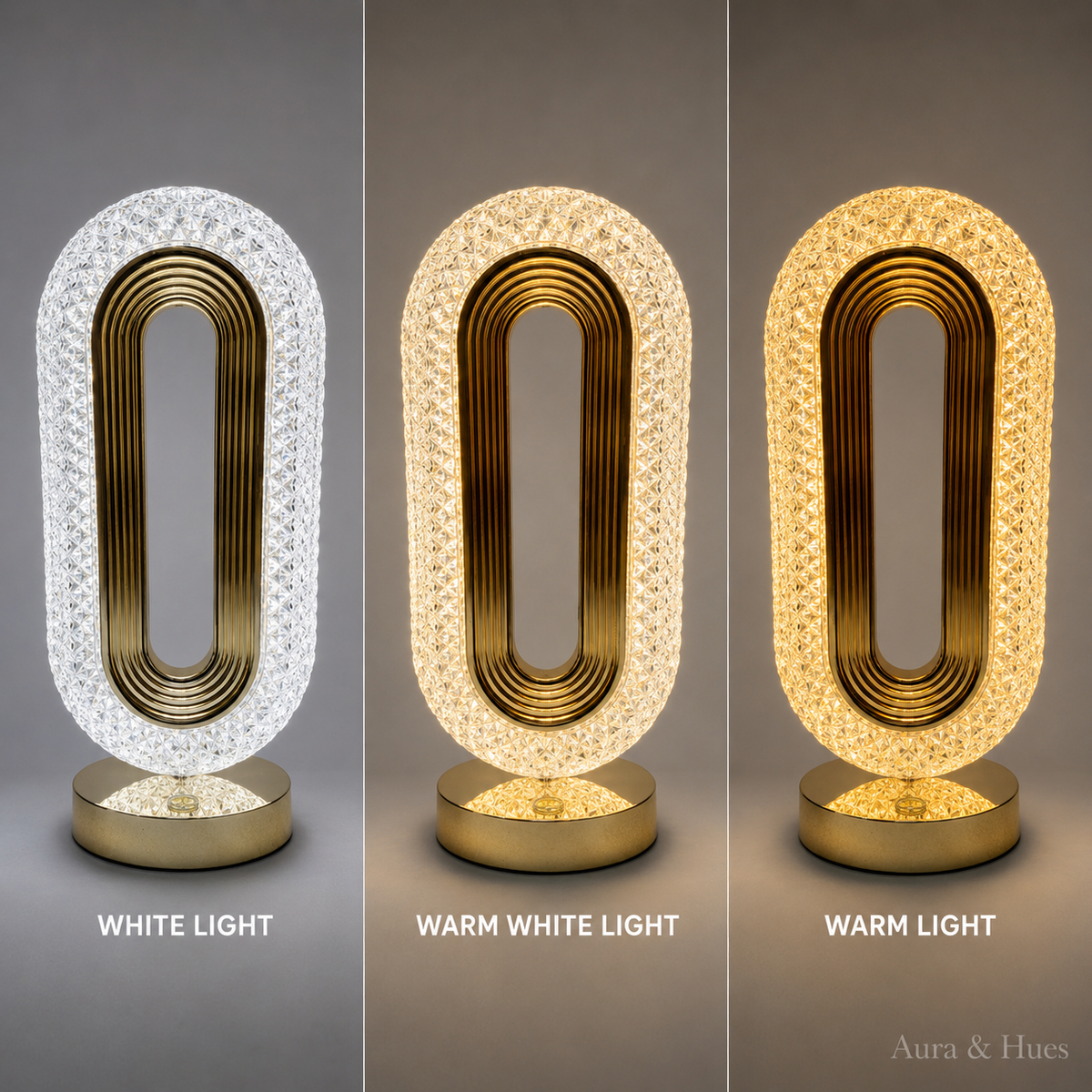 Crystal Arch Table Lamp – Features: rechargeable, USB port, switch, anti-slip pads