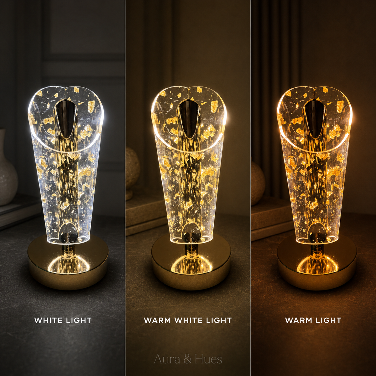 Gold Leaf Table Lamp – Clear View on White Background