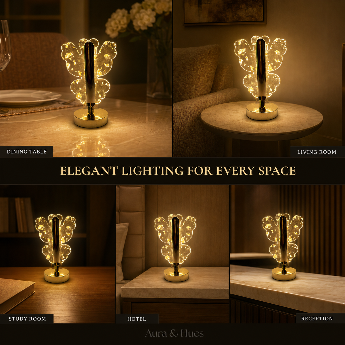 Golden Butterfly Table Lamp – Features Detail
