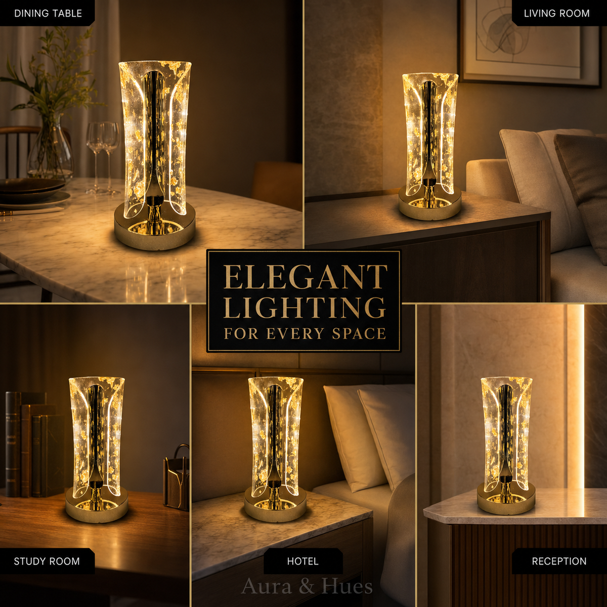 Golden Leaf Table Lamp - product dimensions diagram