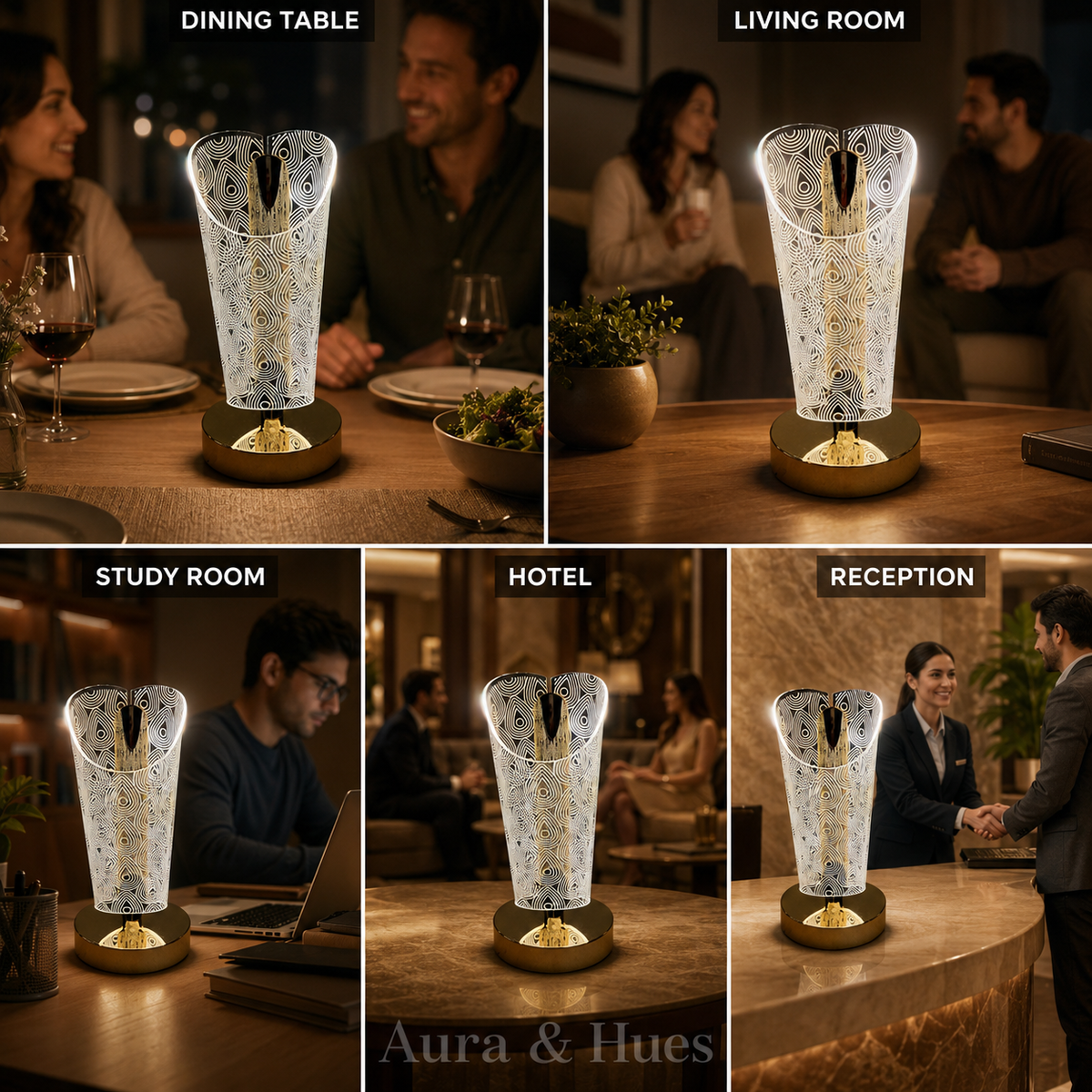 Aura & Hues Table Lamp - White, Warm White and Warm light modes