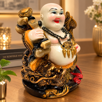 Feng Shui Wealth Ingot laughing buddha Idol - Golden Brown