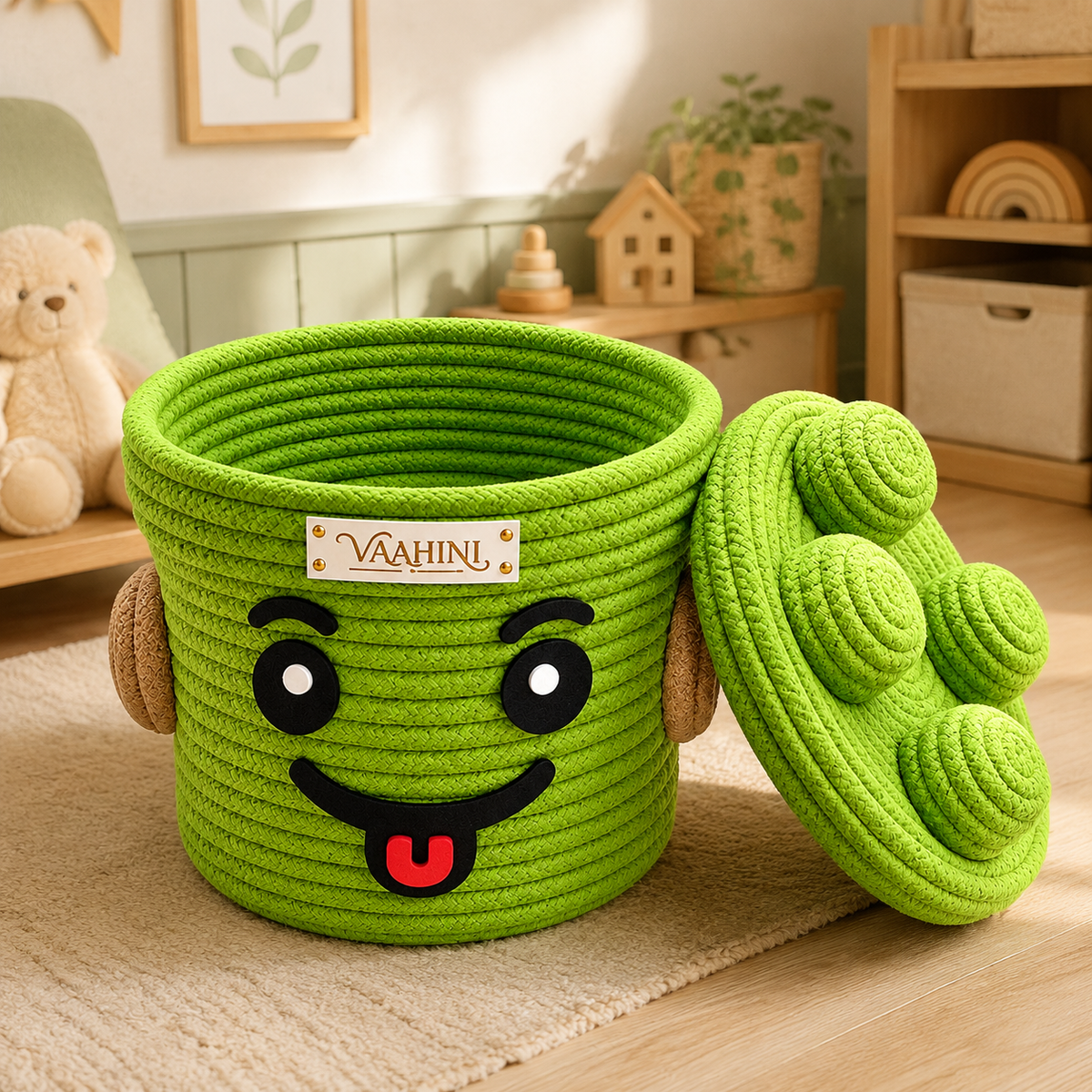 Vaahini Cotton Rope Smiley Baskets with Lego Lids
