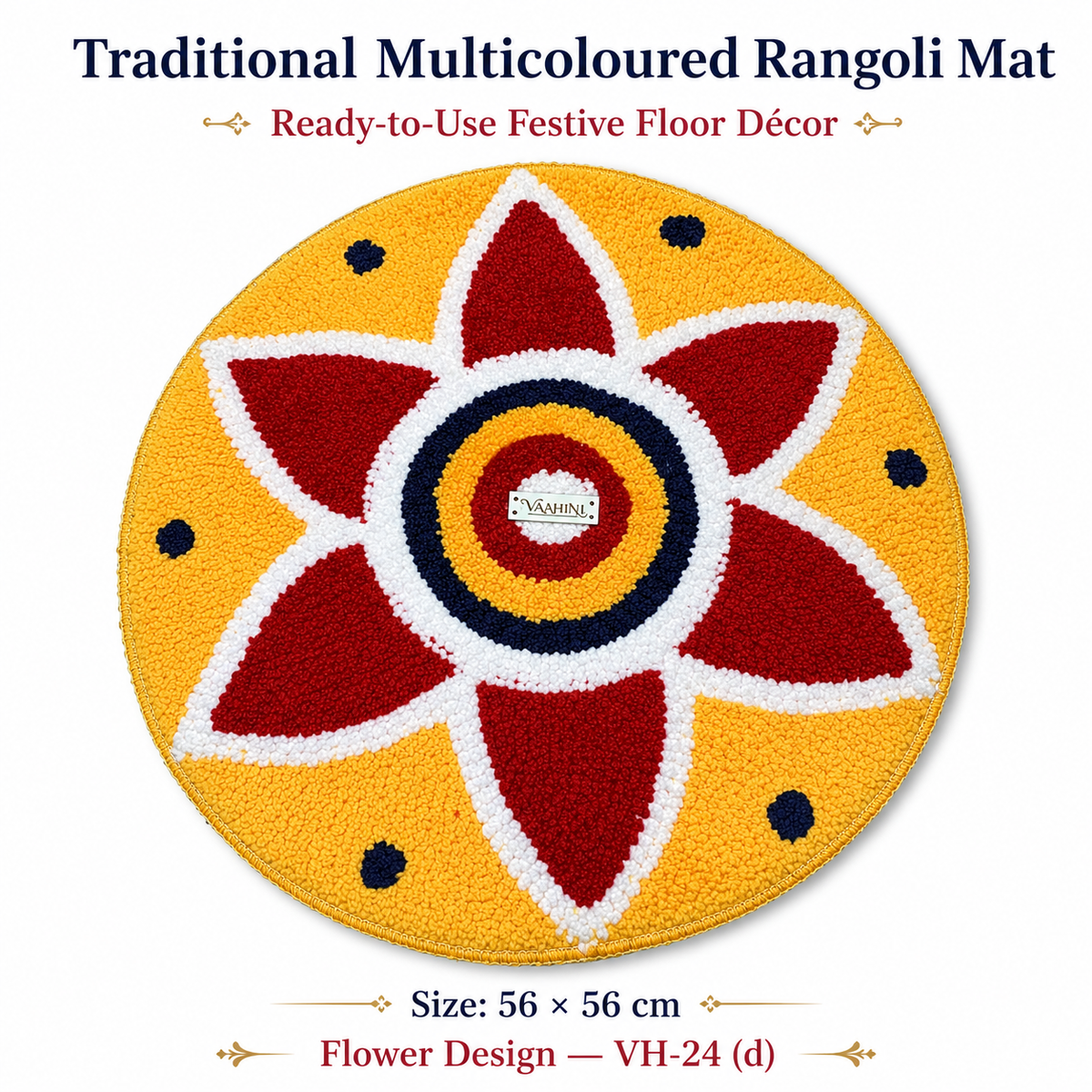 Traditional Multicoloured Rangoli Mat – Flower Design VH-24 (d) product shot