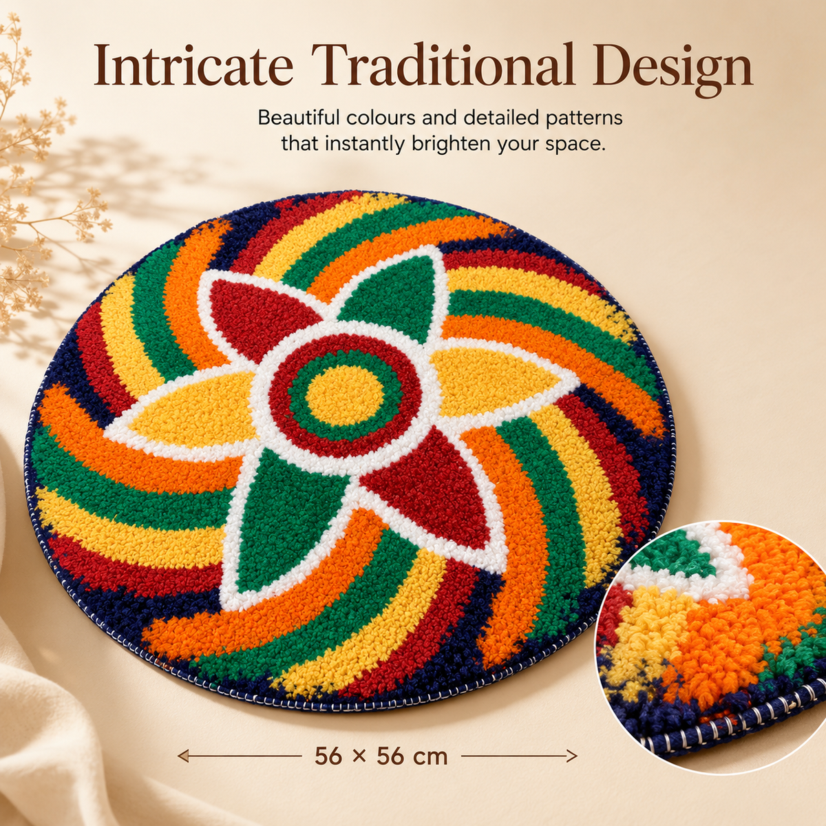 Flower Rangoli Mat VH-24 b - Perfect for every festive corner