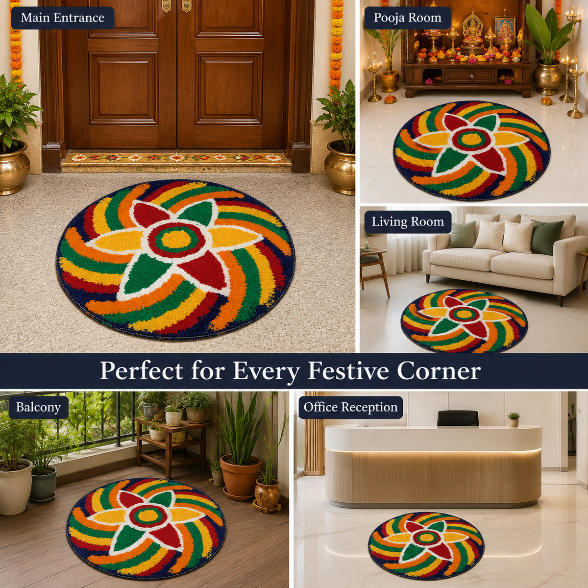 Flower Rangoli Mat VH-24 b - Celebrate every occasion in style