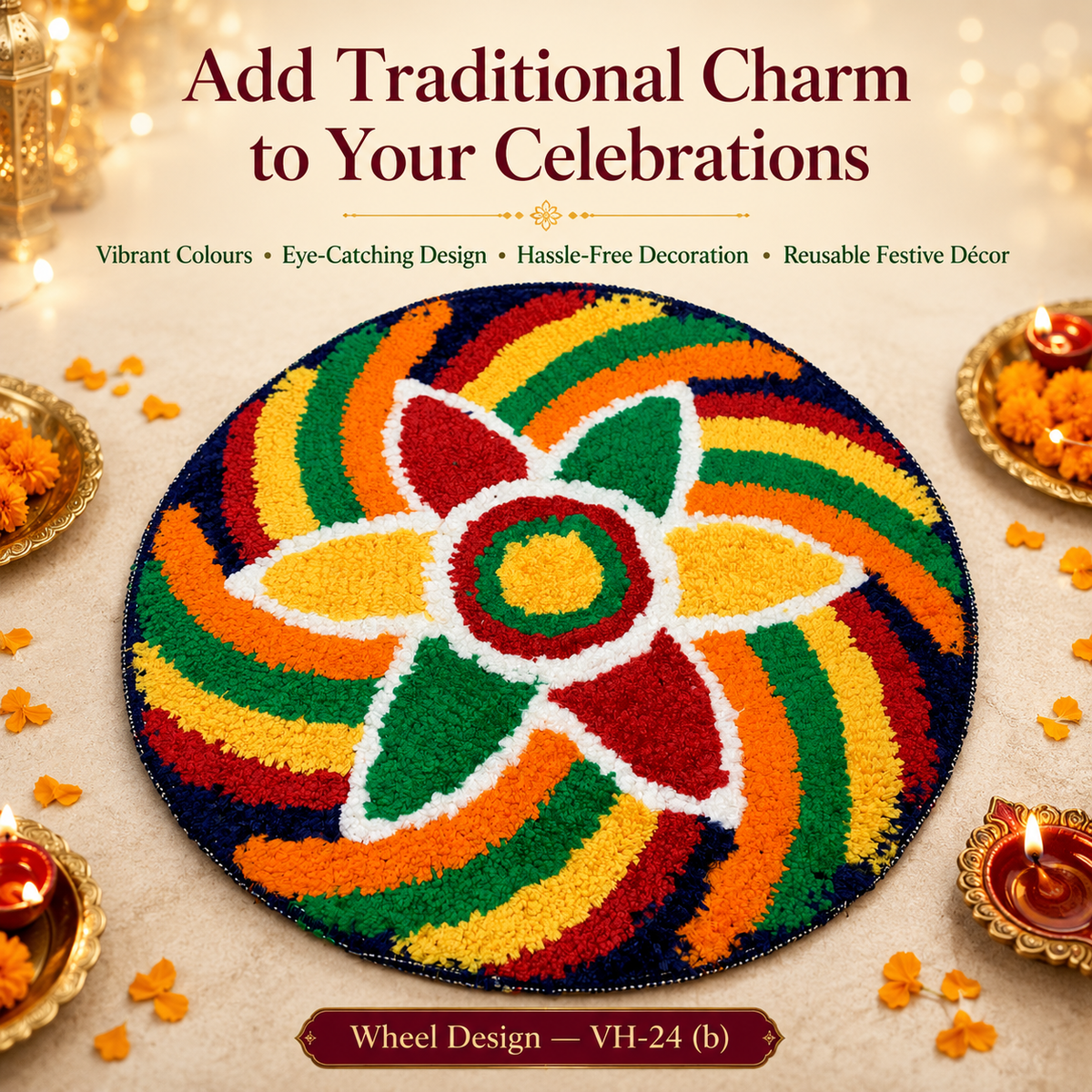 Flower Rangoli Mat VH-24 b - Product close-up