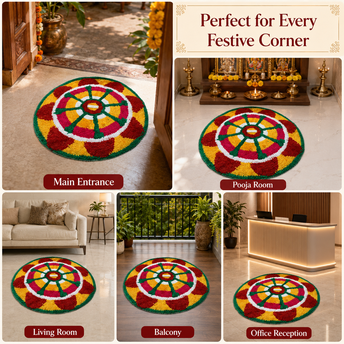 Wheel Design Rangoli Mat – beautiful rangoli in seconds