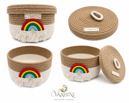 Vaahini Rainbow Cotton Rope Basket - Product Info