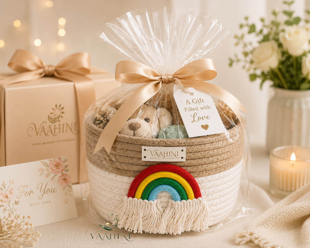 Vaahini Rainbow Cotton Rope Basket - Gift Ready