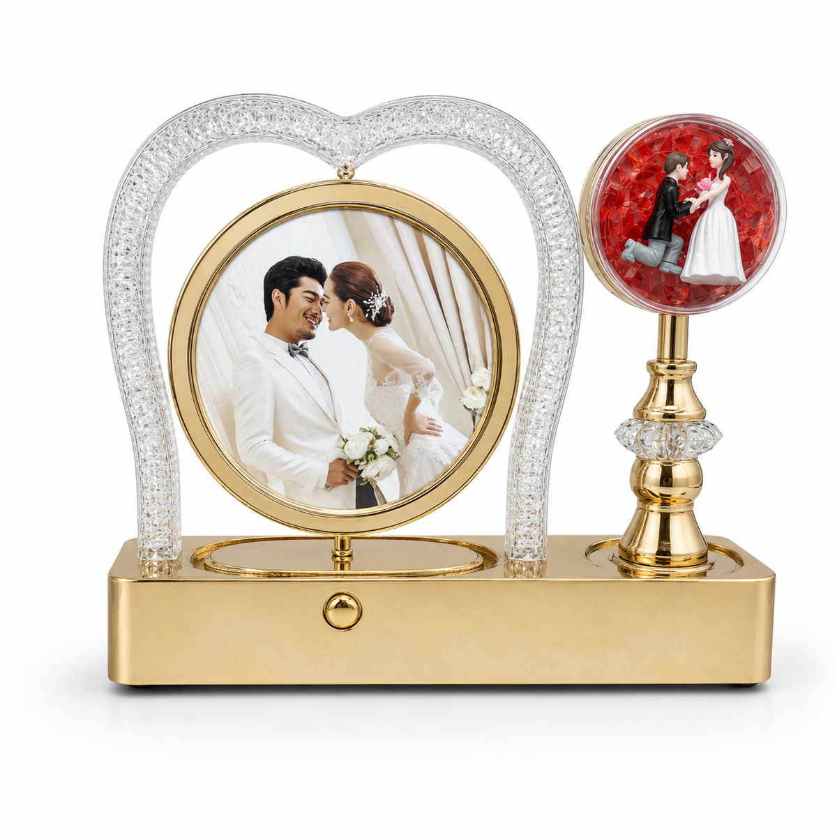 Gold crystal heart wedding keepsake photo frame
