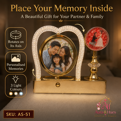 Rotating family memory crystal globe photo frame