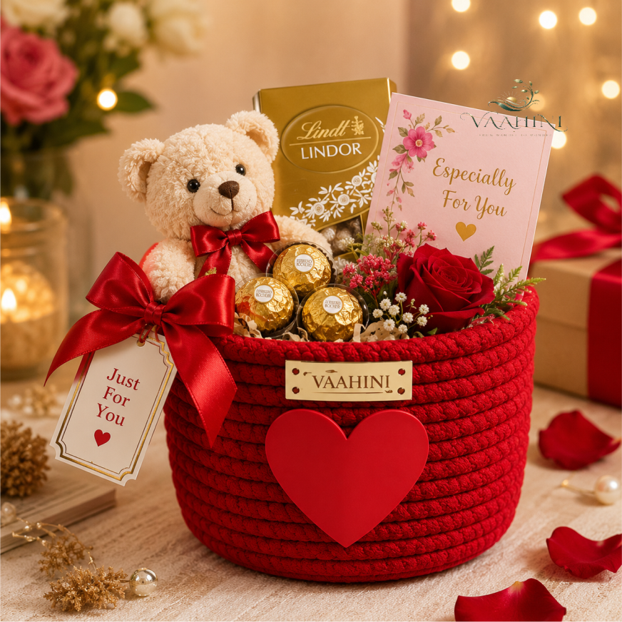 Vaahini Cotton Rope Gift Basket with Heart
