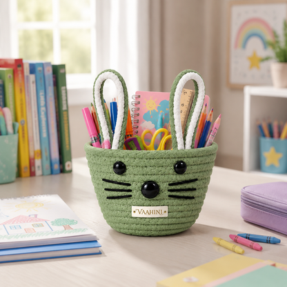 Vaahini Cotton Rope Cat Basket with Ears for Kids