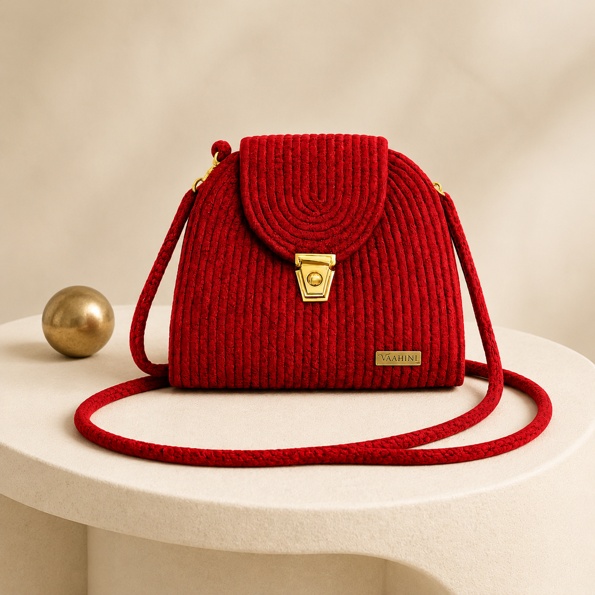 Vaahini Cotton Rope Round Sling Bag cum Purse