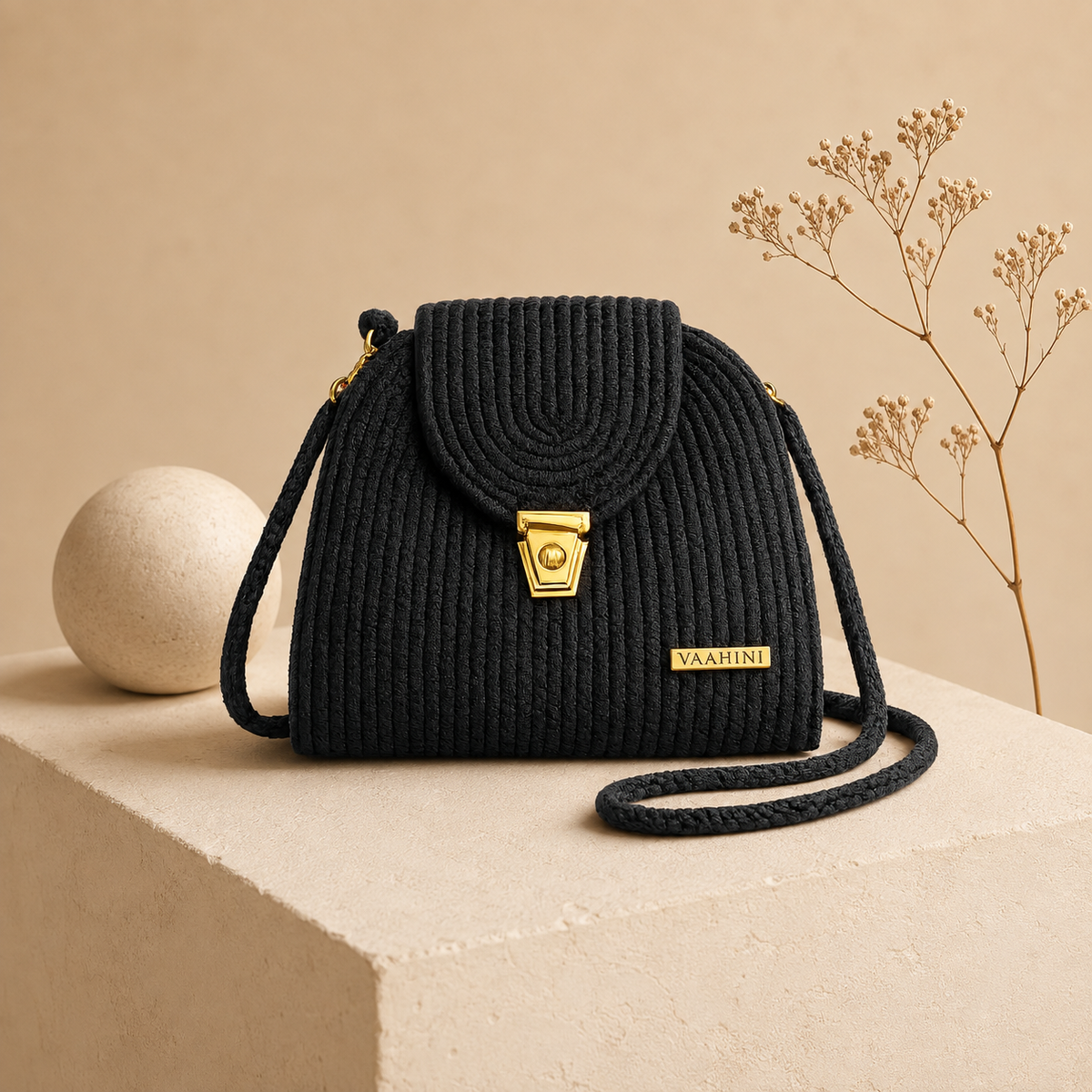 Vaahini Cotton Rope Round Sling Bag cum Purse