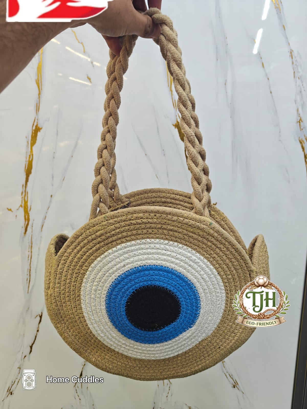 Beautiful Elegant Handmade Jute Cotton Evil Eye Bag