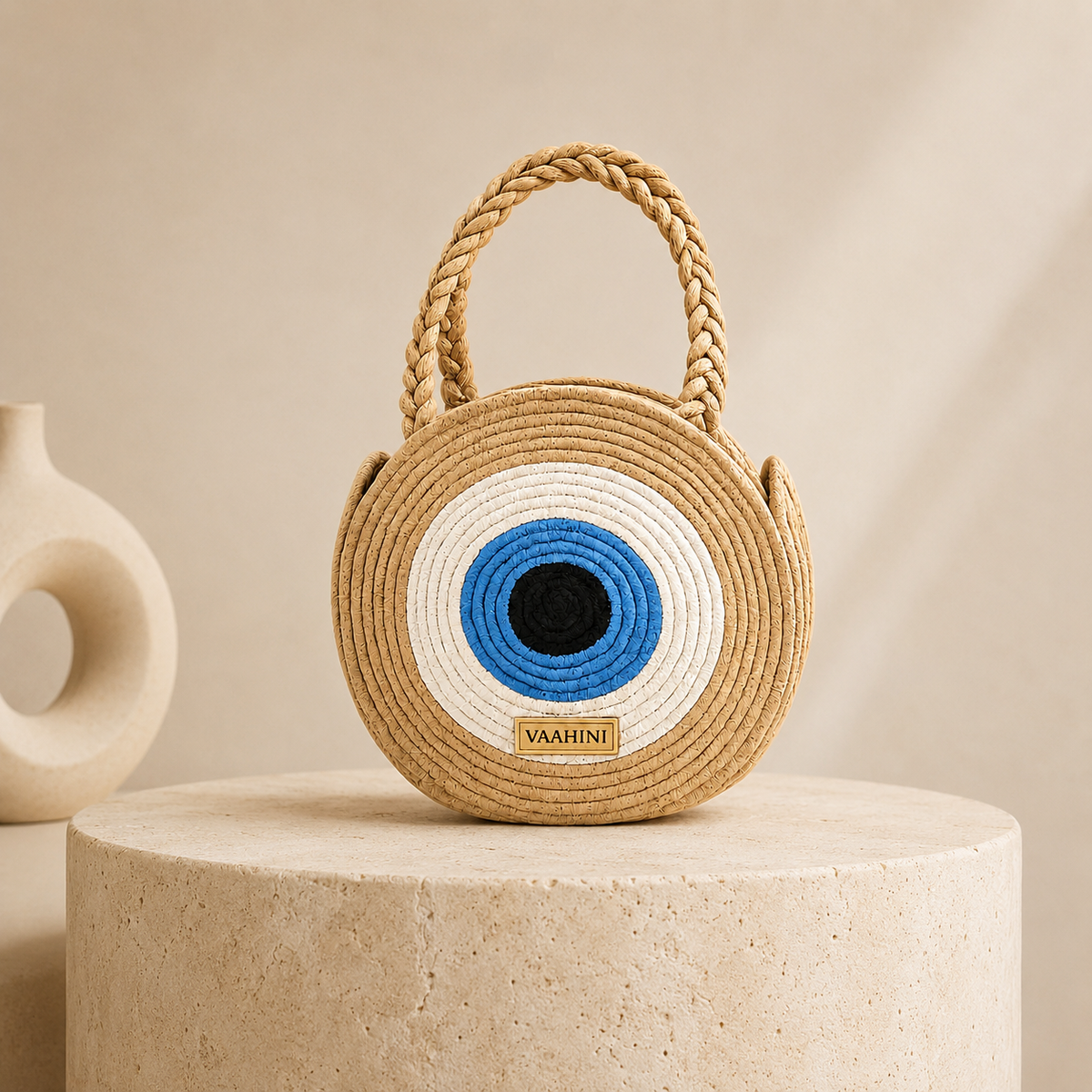 Vaahini Cotton Rope Round Evil Eye Bag
