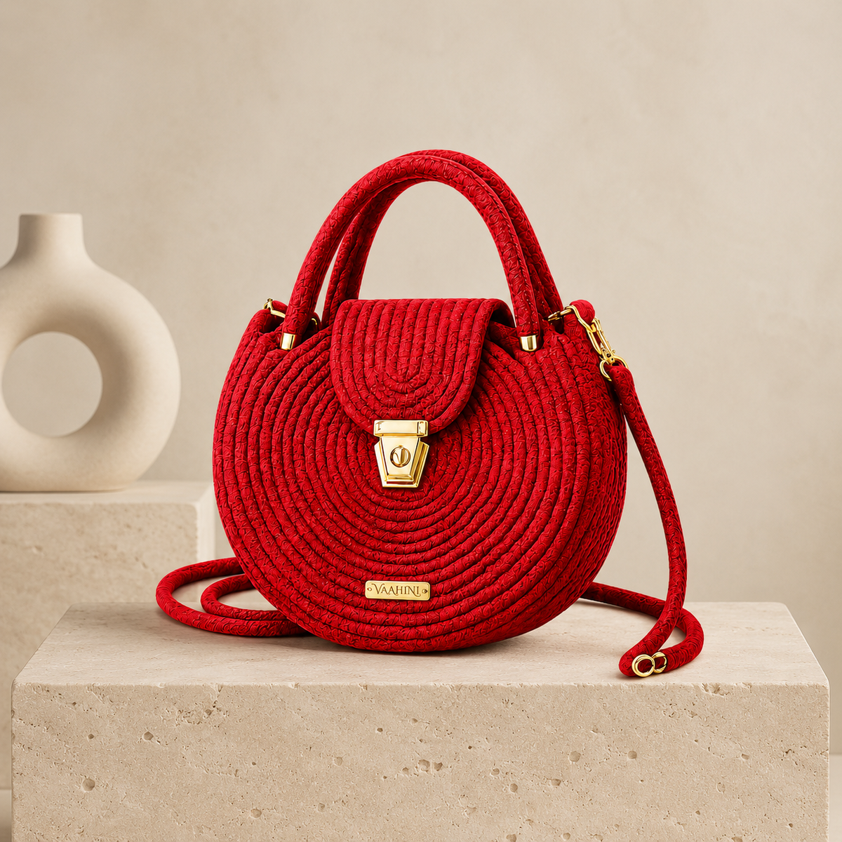 Vaahini Cotton Rope Round Sling Bag cum Purse