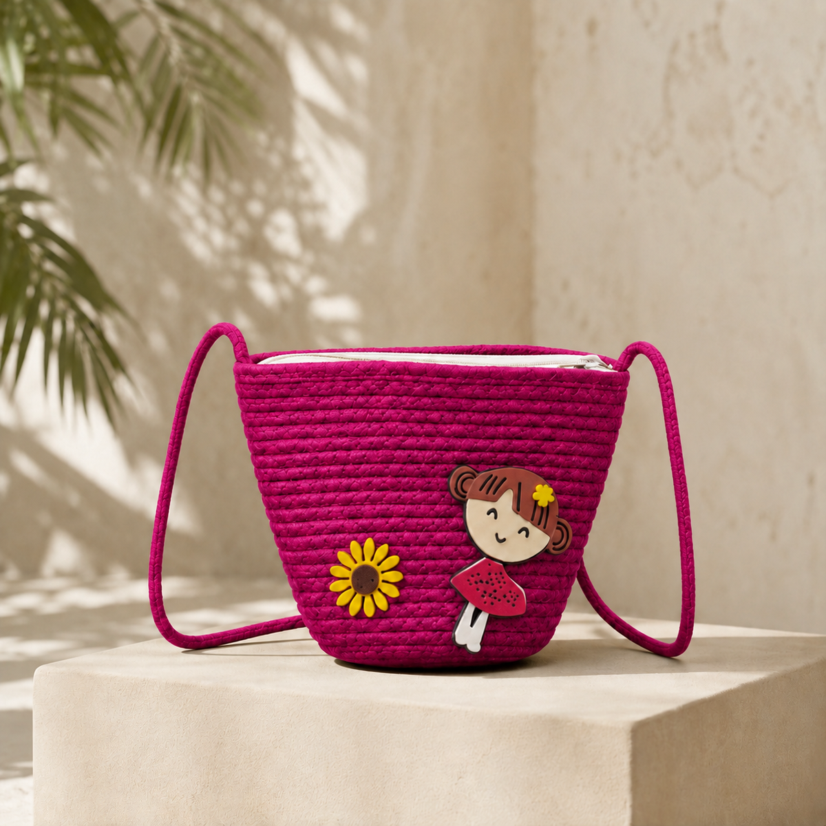 Vaahini Cotton Rope Doll Sling Bag - Magenta