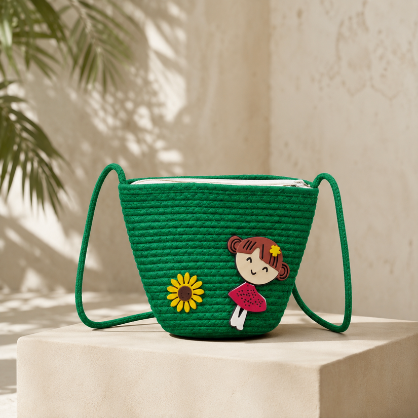 Vaahini Cotton Rope Doll Sling Bag - Green