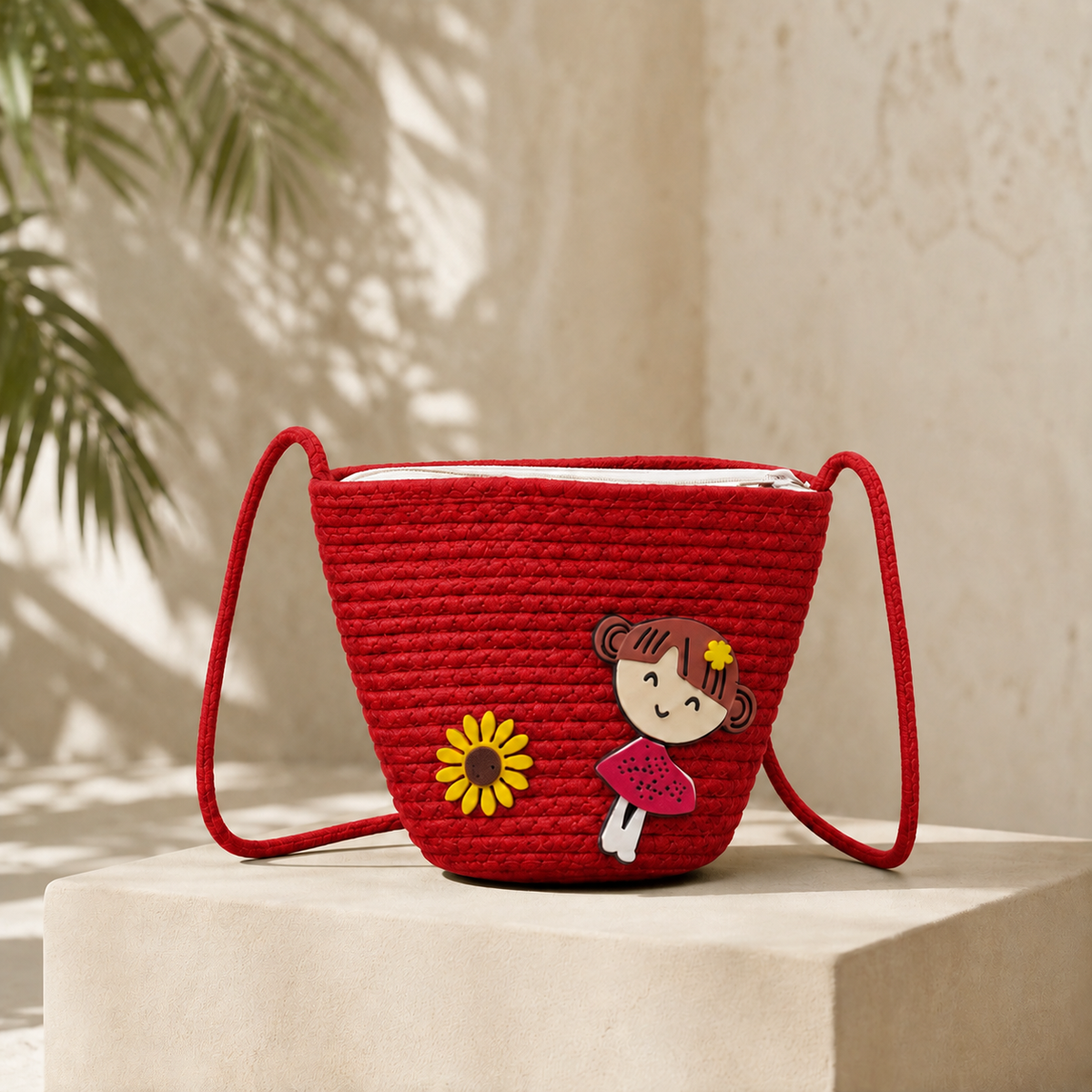 Vaahini Cotton Rope Doll Sling Bag - Red
