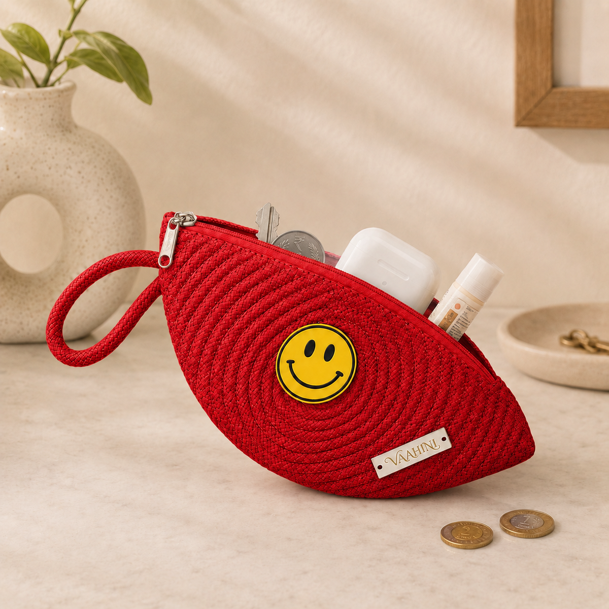 Vaahini Cotton Rope Smiley Coin Pouch