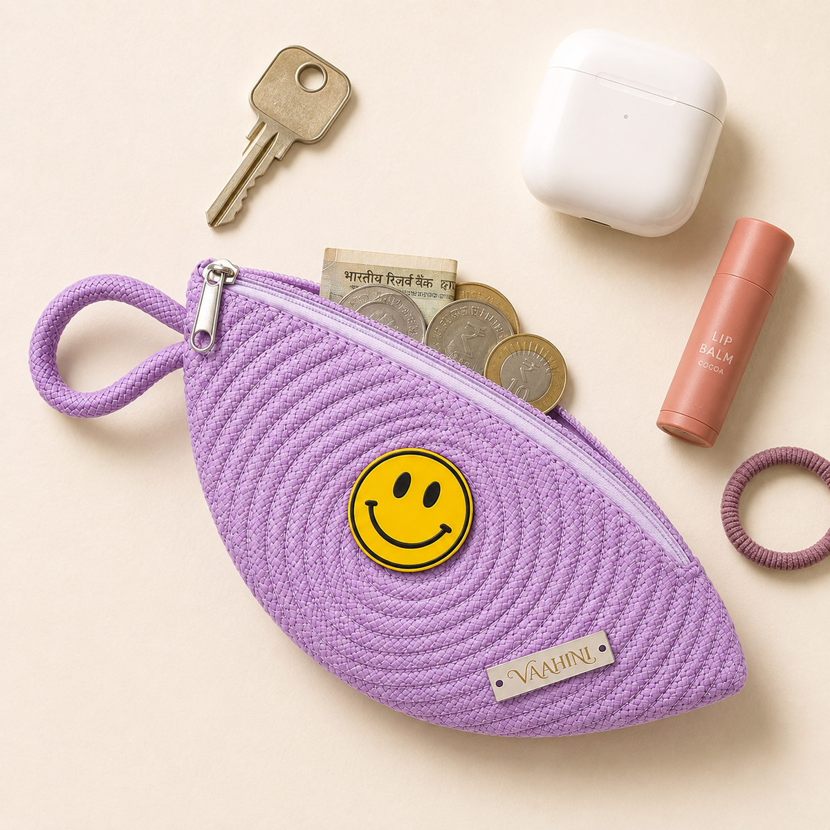 Vaahini Cotton Rope Smiley Coin Pouch