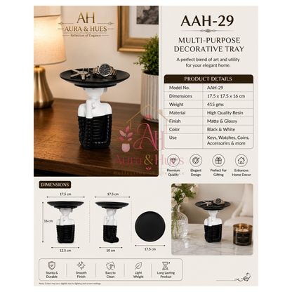 Modern Decorative Tray Showpiece with Figurine Base, Multipurpose Key Holder Organizer for Home, Office, Entryway Table, Jewelry, Watches & Accessories