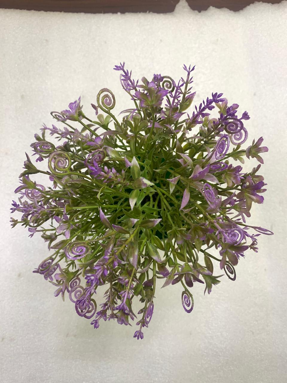 Aura & Hues Artificial Lavender Floral Pot | Decorative Tabletop Plant with White Ceramic Pot