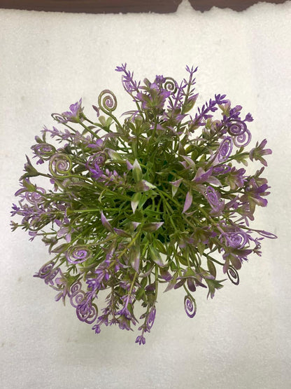 Aura & Hues Artificial Lavender Floral Pot | Decorative Tabletop Plant with White Ceramic Pot