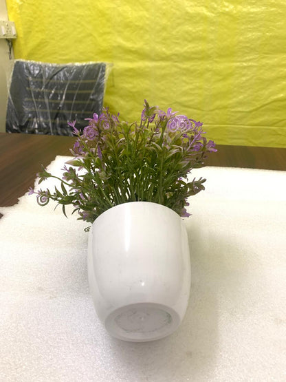 Aura & Hues Artificial Lavender Floral Pot | Decorative Tabletop Plant with White Ceramic Pot