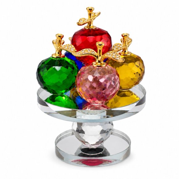 Multicolor Crystal Apples with Crystal pedestal Decorative Showpiece