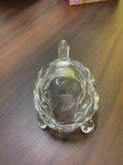 Premium Crystal Turtle Decorative Showpiece with Crystal Tray/ Luxury Feng Shui Tortoise Figurine