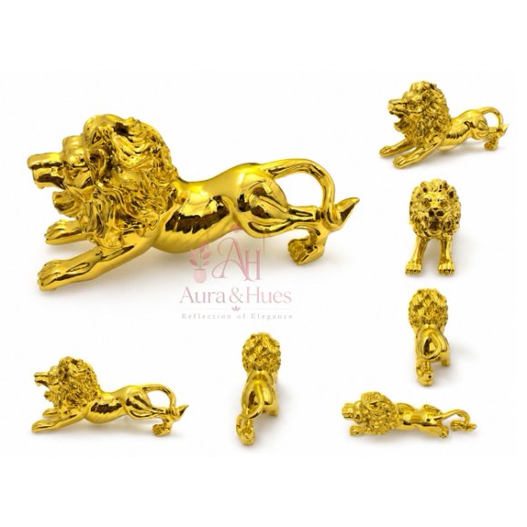 Royal Golden Lion Showpiece for Home Decor, Premium Metallic Finish