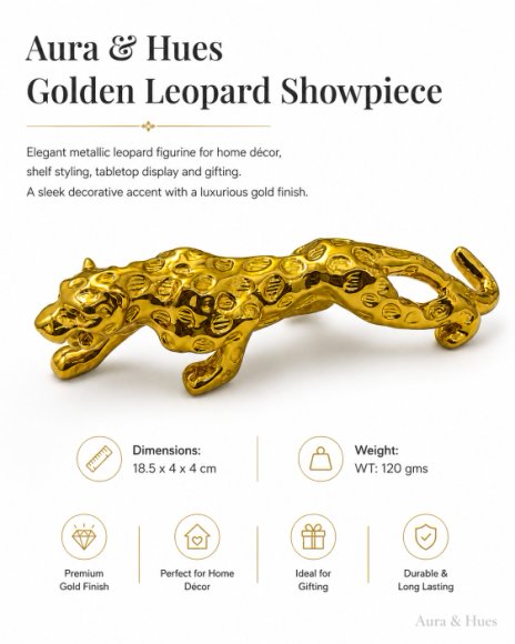 Royal Beast Golden Jaguar Decorative Showpiece