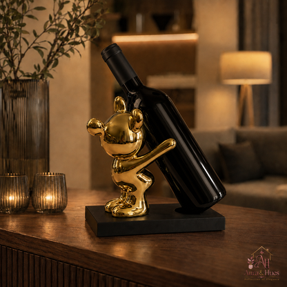 Aura & Hues Modern Artistic Decorative Wine Bottle Holder Stand Elegant Tabletop Wine Rack Sculpture for Dining Table and Bar Cabinet