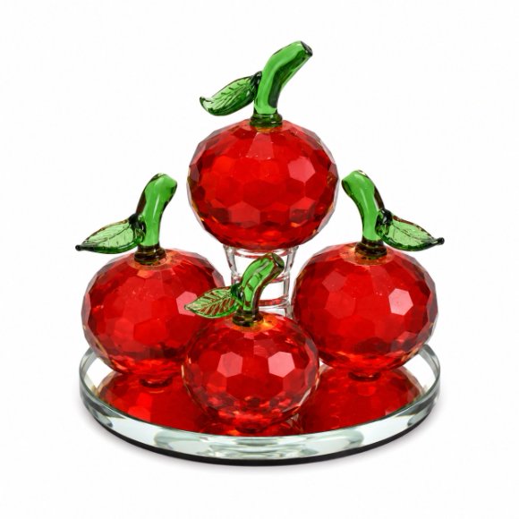 Crystal Red Apples Decorative Showpiece