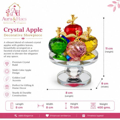 Multicolor Crystal Apples with Crystal pedestal Decorative Showpiece