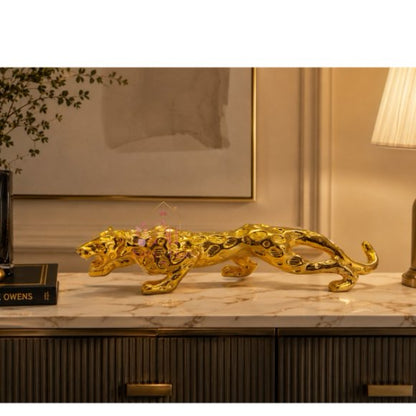 Royal Beast Golden Jaguar Decorative Showpiece