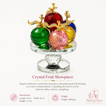 Multicolor Crystal Apples with Crystal pedestal Decorative Showpiece
