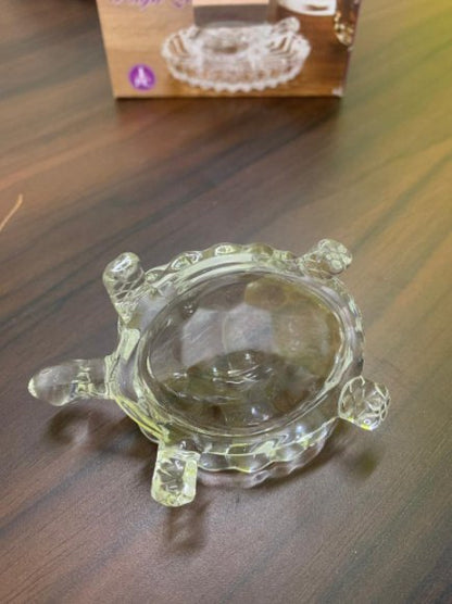 Premium Crystal Turtle Decorative Showpiece with Crystal Tray/ Luxury Feng Shui Tortoise Figurine